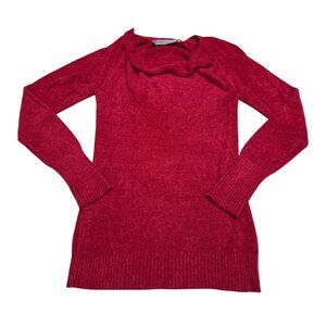 Athleta Women's Red Fuzzy Soft Sweater LS Tunic Top, Size S